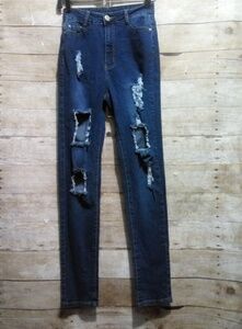 Blue Bob jeans with distressed front legs